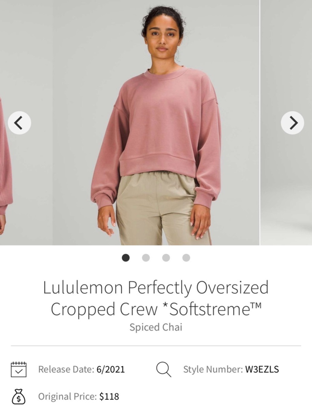 Lululemon Perfectly Oversized Cropped Crew Softstreme Spiced Chai - Picture 6 of 6